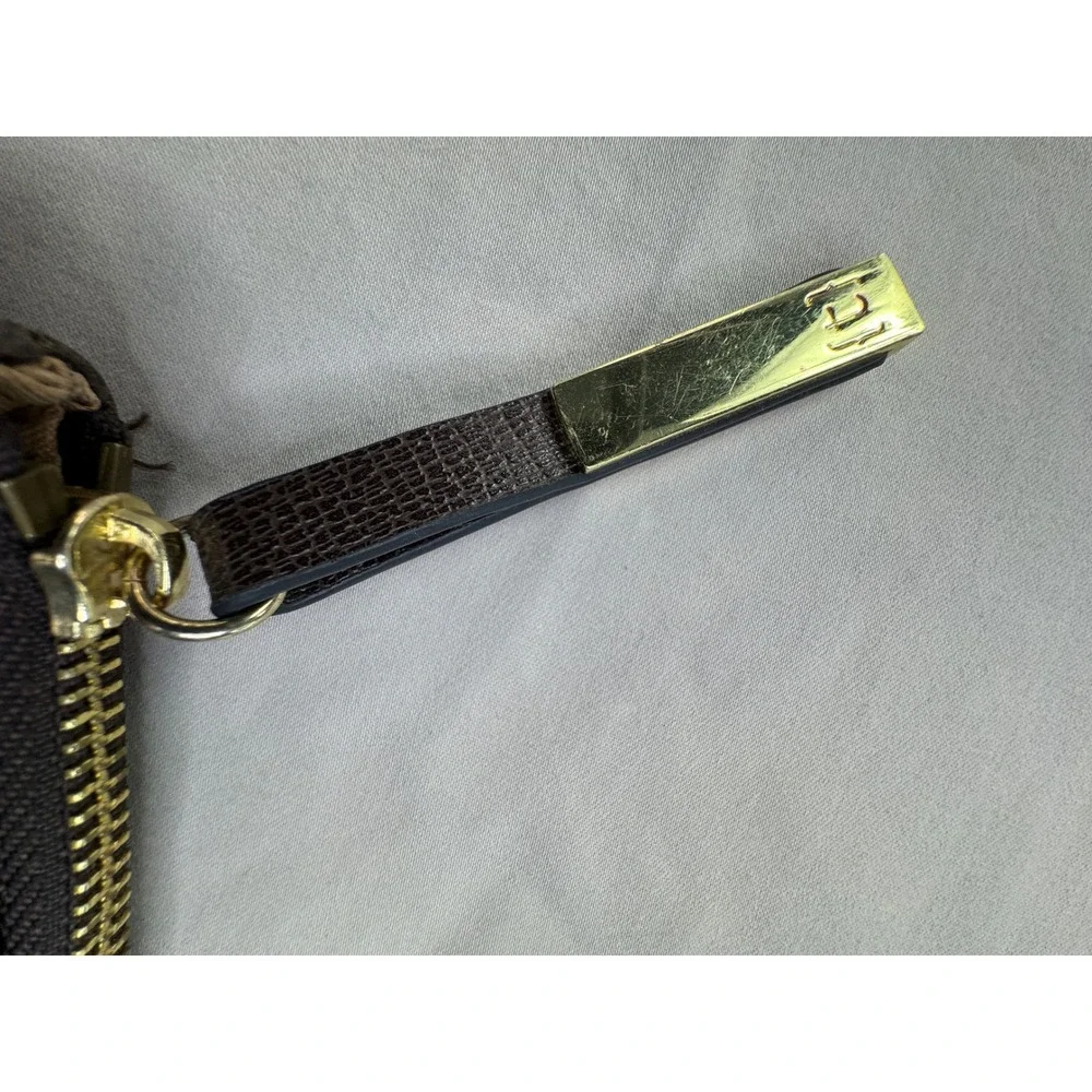 Tutilo New York‎ Tech Clutch Espresso Brown Pebbled Faux Leather Cable Pouch Bag